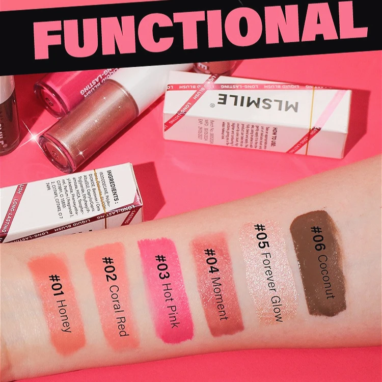 أحمر خدود سائل غير لامع متعدد الوظائف مكون من 6 ألوان - كريم تحديد الوجه طويل الأمد مع ملمس جيد، مكياج للوجه للنساء #6