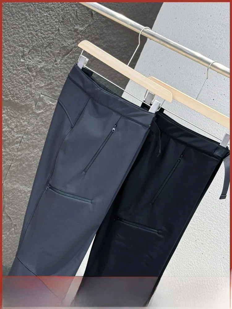 

American Sle Outdoor Windproof Water-resistant Fce Lined Soft ell Casual Pants Men's Autumn Winter Loose Straight Leg ...