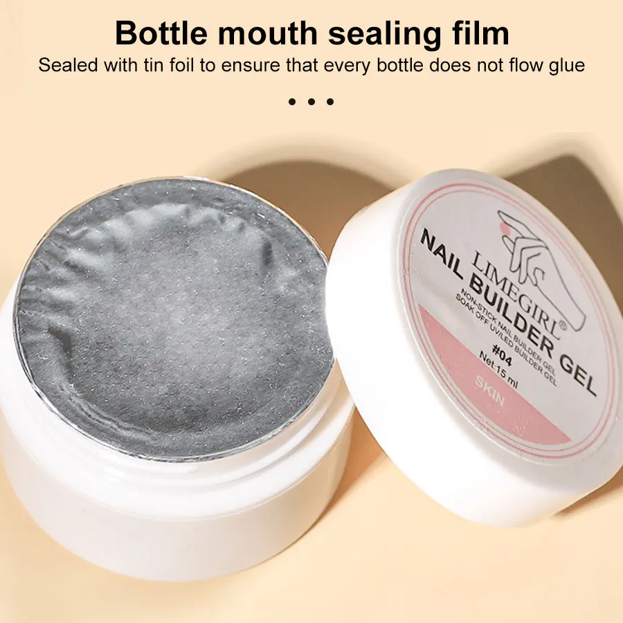LIMEGIRL 15 جرام الصلبة وصلات لإطالة الأظافر هلام غير عصا اليد العلاج بالضوء UV جل بناء سريع هلام الأظافر نصائح مسمار الفن إطالة جيل للأظافر