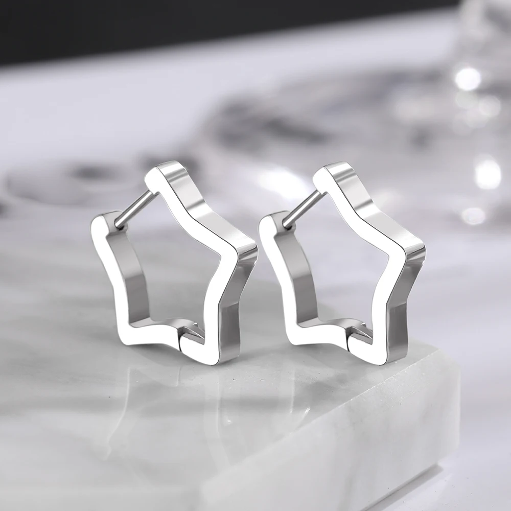 Stainless Steel Earrings 2022 Trend New Geometric Light Luxury Punk Grunge Goth Hoop Earrings For Women Jewelry Party Girl Gifts