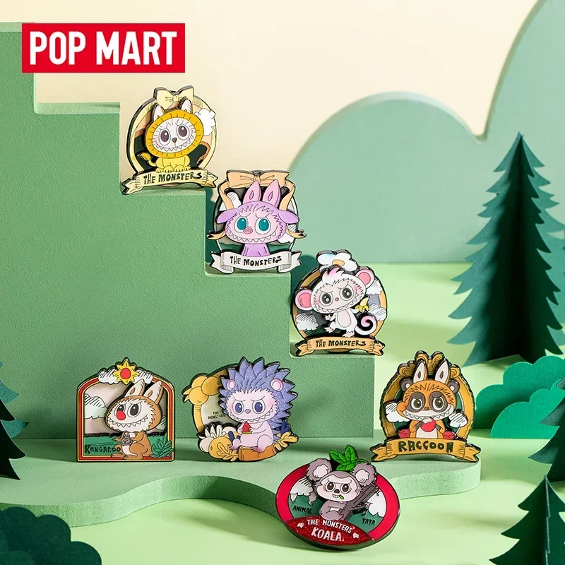 Pop Mart The Monster Labubu Animals Badge Action Mystery Figure Refrigerator Magnetic Suction Brooch Decoration Birthday Gifts