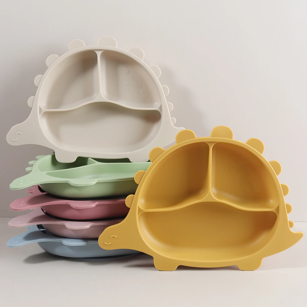 

Silicone Suction Plate for Babies， Divider Toddler Dinosaur Plate ，Baby Led Weaning Feeding Set ， Easy Clean Travel Kids plate