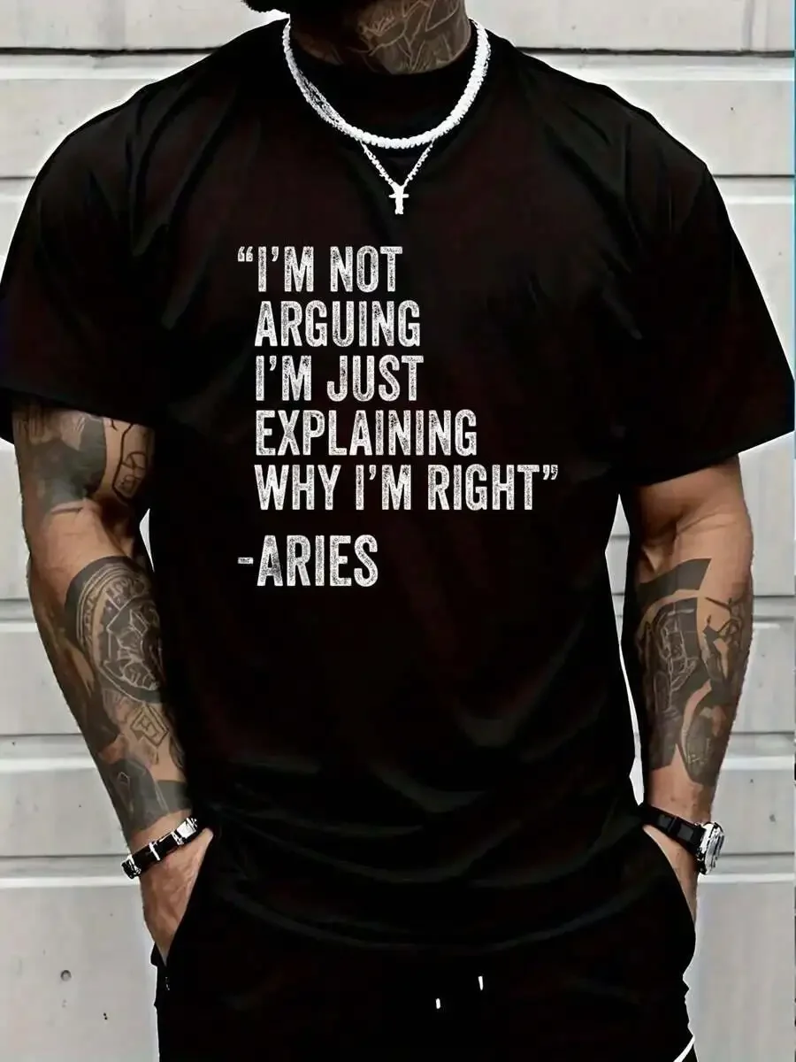 100% Cotton Aries Quote Funny Birthday Custom Name Idea Engineer T-Shirt Men's Black Vacation Crew Neck Short Sleeve Holiday T-S