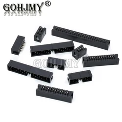10PCS 2.54 MM Pitch DC3 Through Hole 6 8 10 12 14 16 20 26 30 34 40 50 Pin Straight Male Shrouded PCB IDC Socket Box Header JTAG