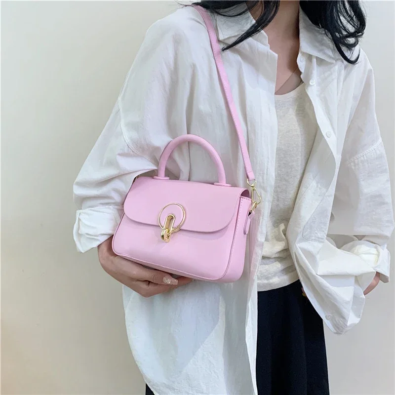 Ladies Bags On Sale 2024 High Quality Pu Leather Fashion New Solid Hasp Square Shoulder Messenger Bags Advanced And Versatile