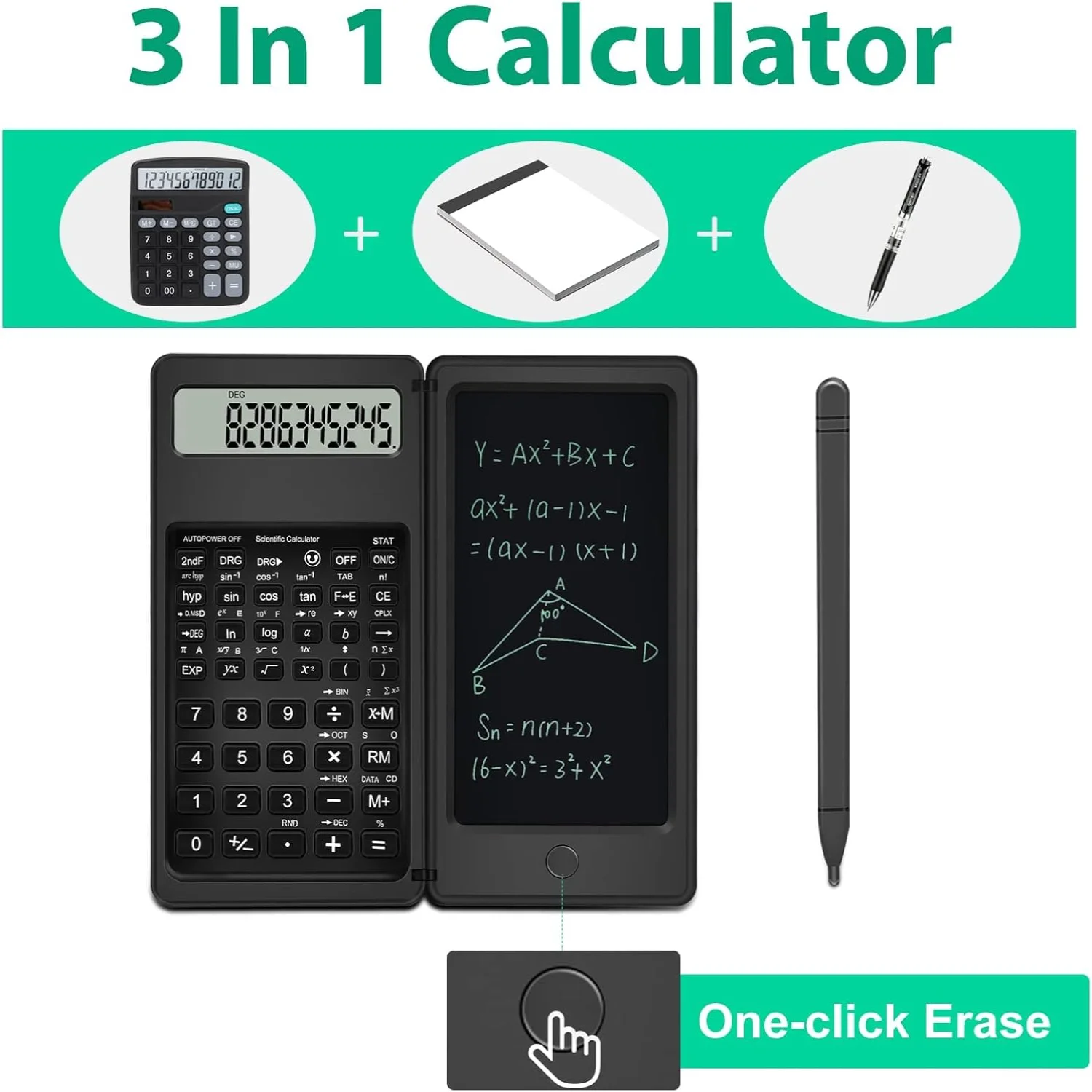 Calculator with Notepad,  10 Digits LCD Display  Calculator, Multi- Portable Desktop Calculator for High School, Office Meeting