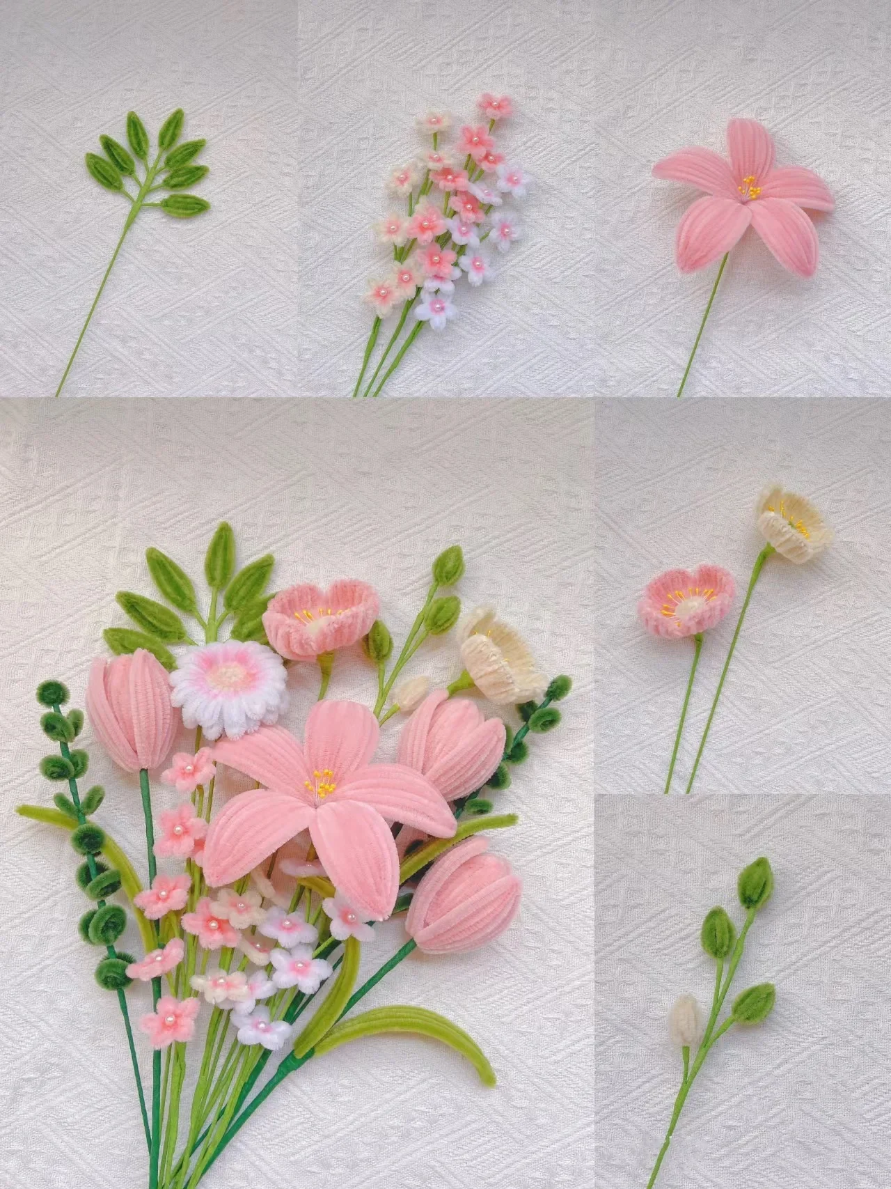 Künstlicher Blumenstiel, Draht, Blumenstange, Stange für DIY-Chenille-Stiele, Stick, Simulationsblumenmaterial mit grünem Blumenzuchtband – Detail 9