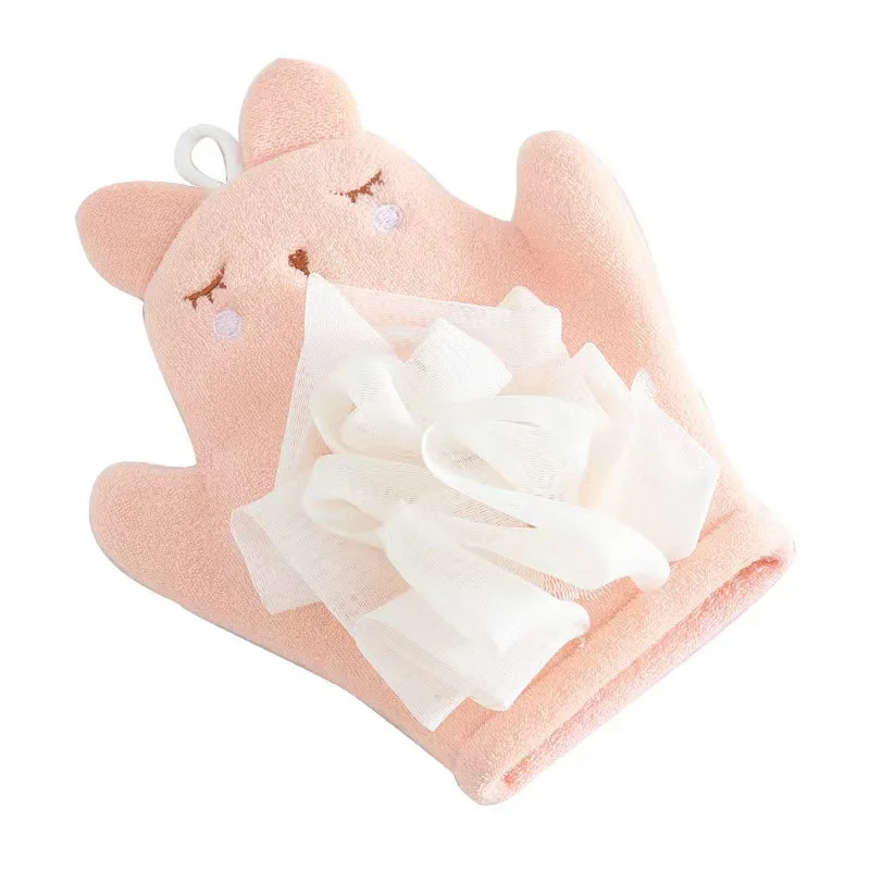 Guanti da bagno per bambini in cartone animato asciugamano da bagno in cotone per bambini spazzole da bagno per animali carini comodi accessori da bagno in spugna per doccia