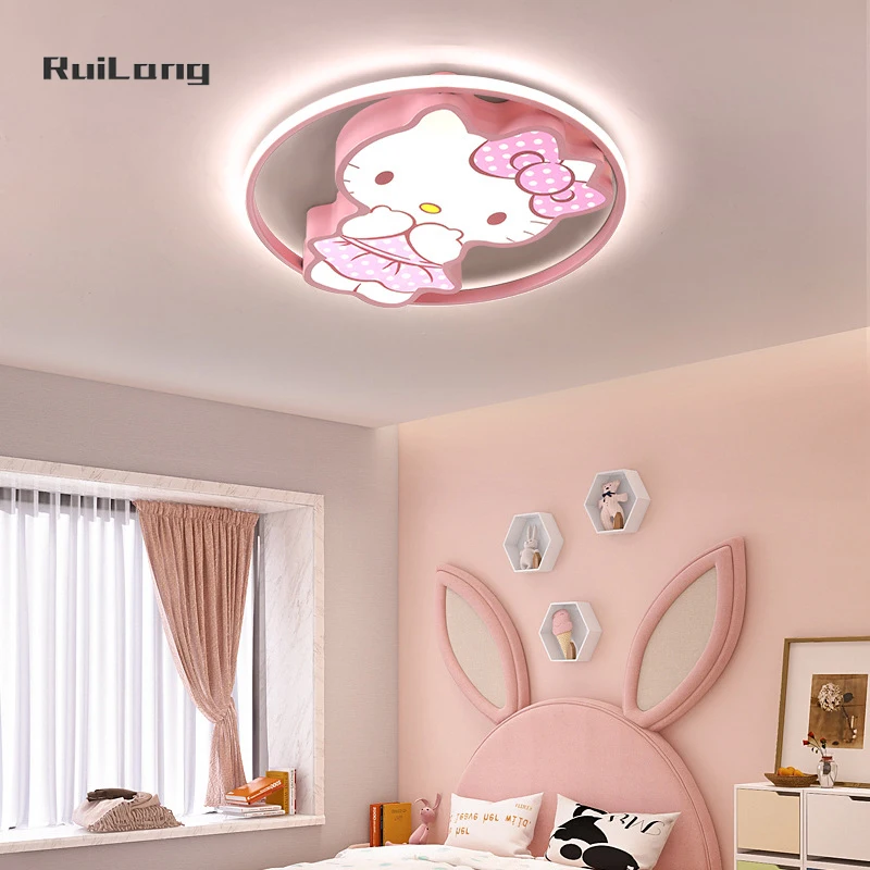 Imagem -02 - Luzes de Teto Kawaii para Crianças Lâmpada Rosa Gato dos Desenhos Animados Decoração do Quarto Gatinho Bonito Luz de Teto Quarto da Menina Plafonnier