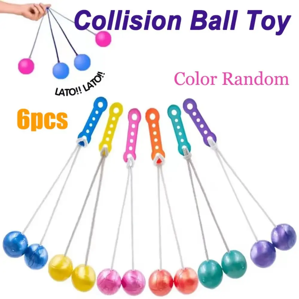 

6Pcs Funny Collision Ball Toy Novelty Without Light Fidget Clack Balls Pressure Reducing Balls Random Color