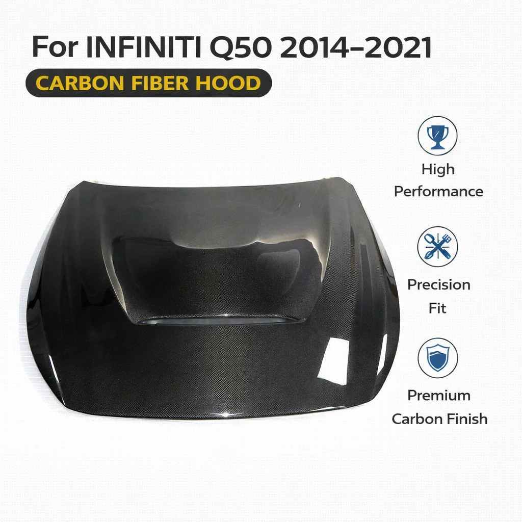

Carbon Fiber Hood For Infiniti Q50 2014-2021 | GTS Style Front Bonnet Replacement | OEM-Style Fit