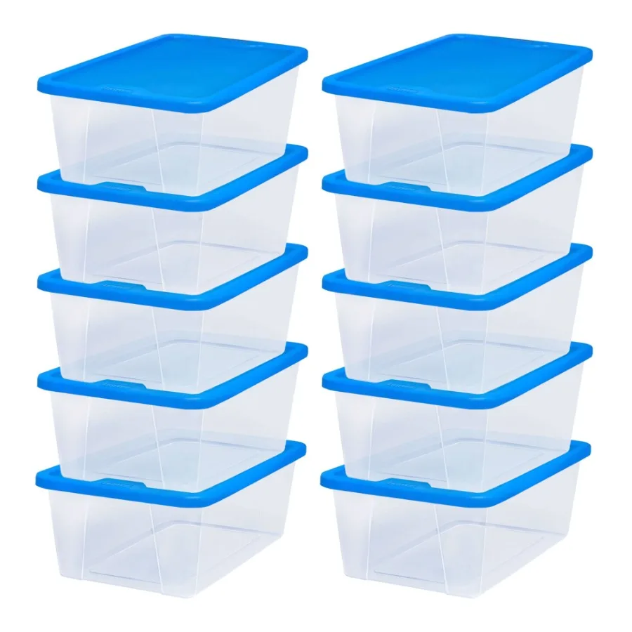 

Open Box Snaplock 6 Qt Stackable Storage Container w/ Lid, Blue 10Pk