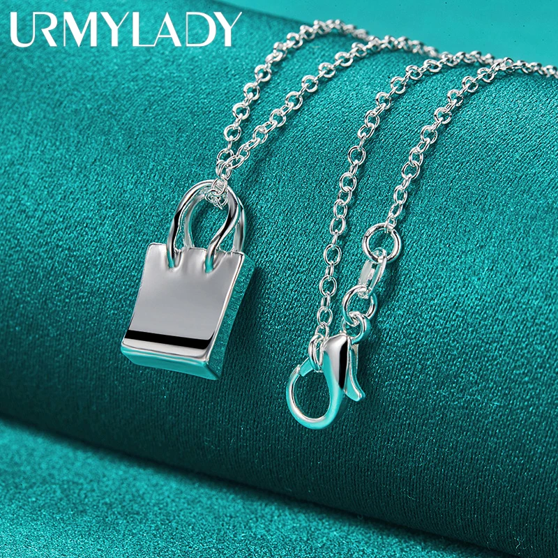 

URMYLADY 925 Sterling Silver Handbag 16-30 Inch Pendant Necklace For Women Wedding Engagement Fashion Jewelry