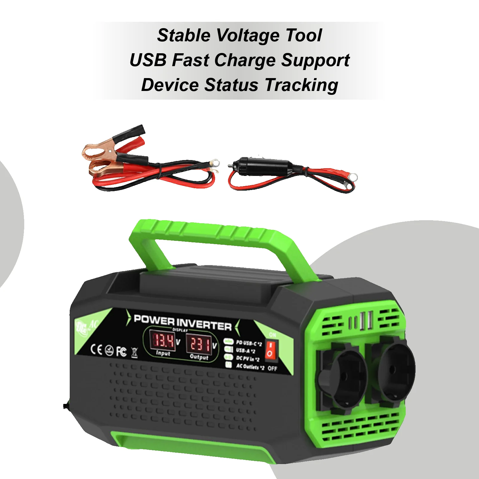 

Car Voltage Inverter DC 12V To 220V/110V Car Charger Converter Digital Display Plug Outlet With 4 USB Ports Fast Charging Auto