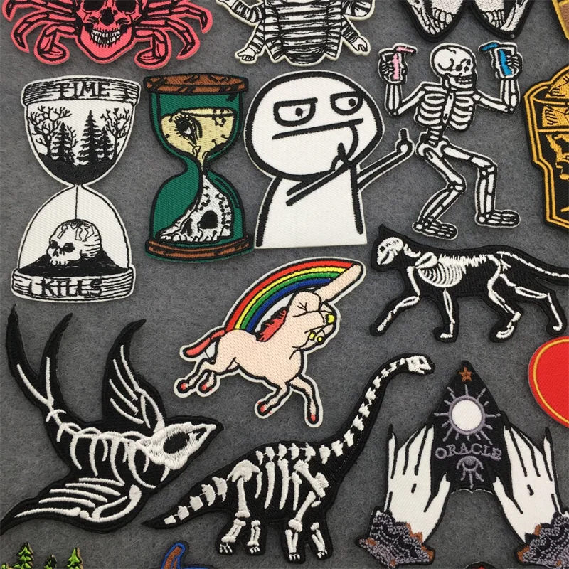Многослойные наклейки, вышитые нашивки для одежды, наклейка для шитья утюгом, Череп, наклейки для одежды в стиле панк