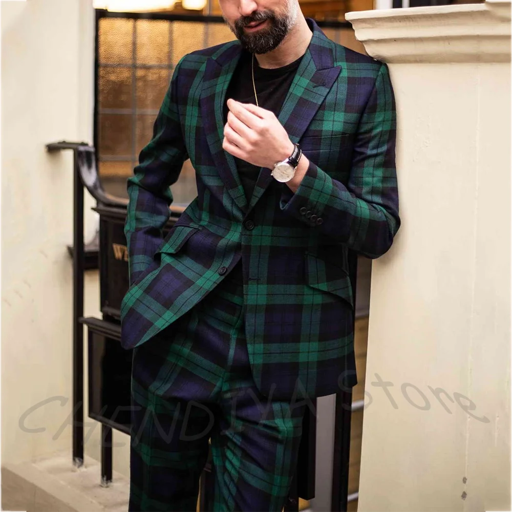 

Luxury Wedding Suits For Man British Style Handsome Peaked Lapel Slim Fit Single Breasted Outfit Two Pieces Jacket Pants