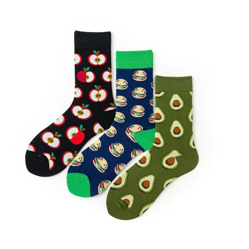 Calcetines de algodón con estampado de aguacate y huevo escalfado para hombre y mujer, medias creativas versátiles para baloncesto, parejas, M210