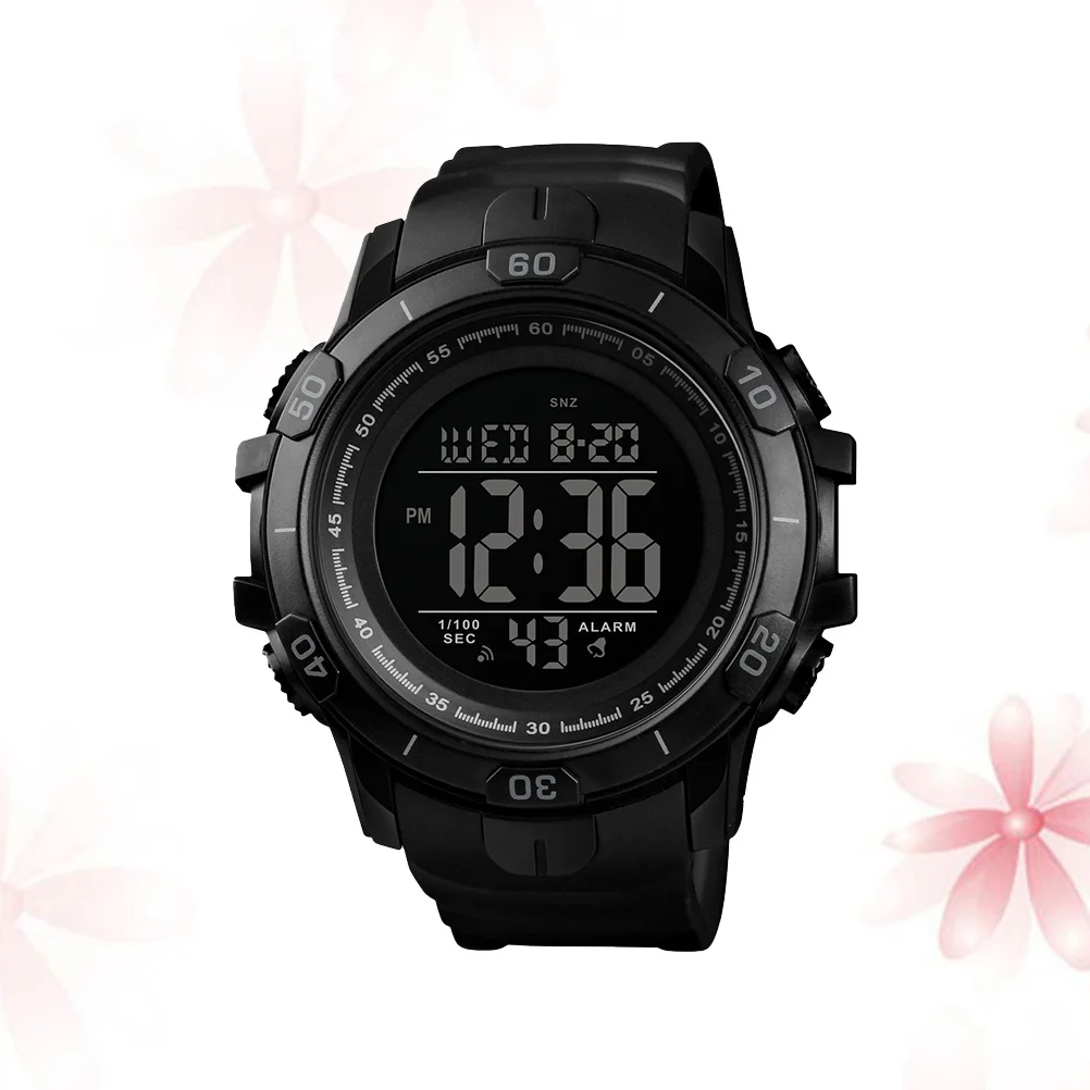 

Outdoor Sports Digital Watch Men Black Waterproof Stopwatch Countdown Dual Alarm Week Display Luminous Wristwatch
