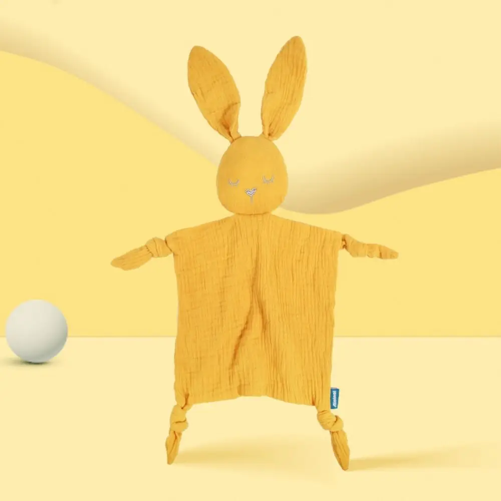 Bonito macio bebê algodão gaze cobertor orelhas de coelho brinquedo sensorial acalmar apaziguar toalha bonito boneca dos desenhos animados lenço crianças sono