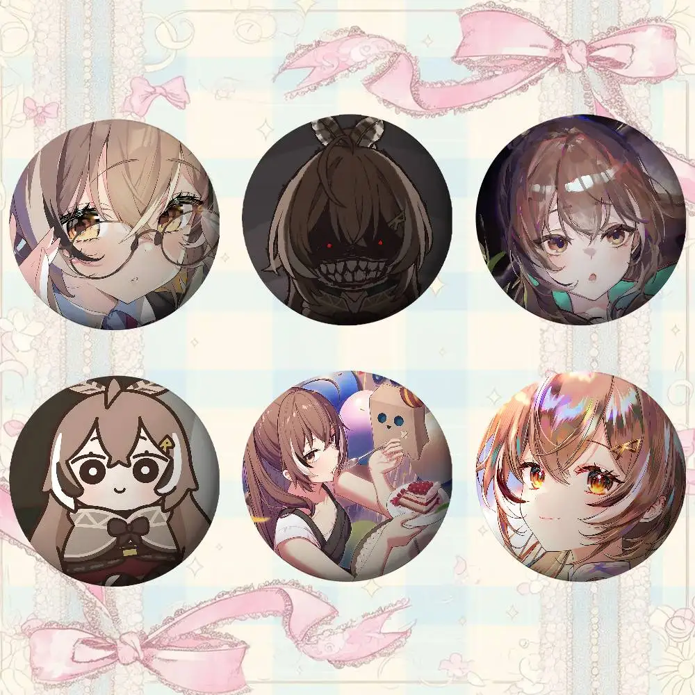 Cartoon N-Nanashi M-Mumei Broschen, stilvolle Ornament-Pins, exquisite runde Abzeichen, Taschenzubehör, Schmuck, Geschenke