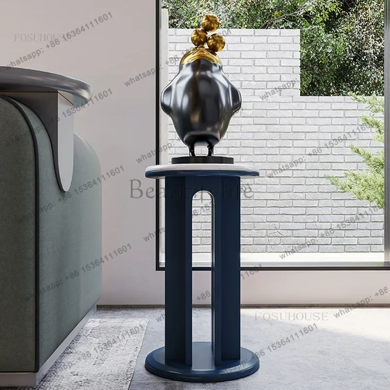 LSCompact Modern Round Coffee Table Cafe Corner Side Table Space Saving Design for Small Apartment Living Room Home Furniture