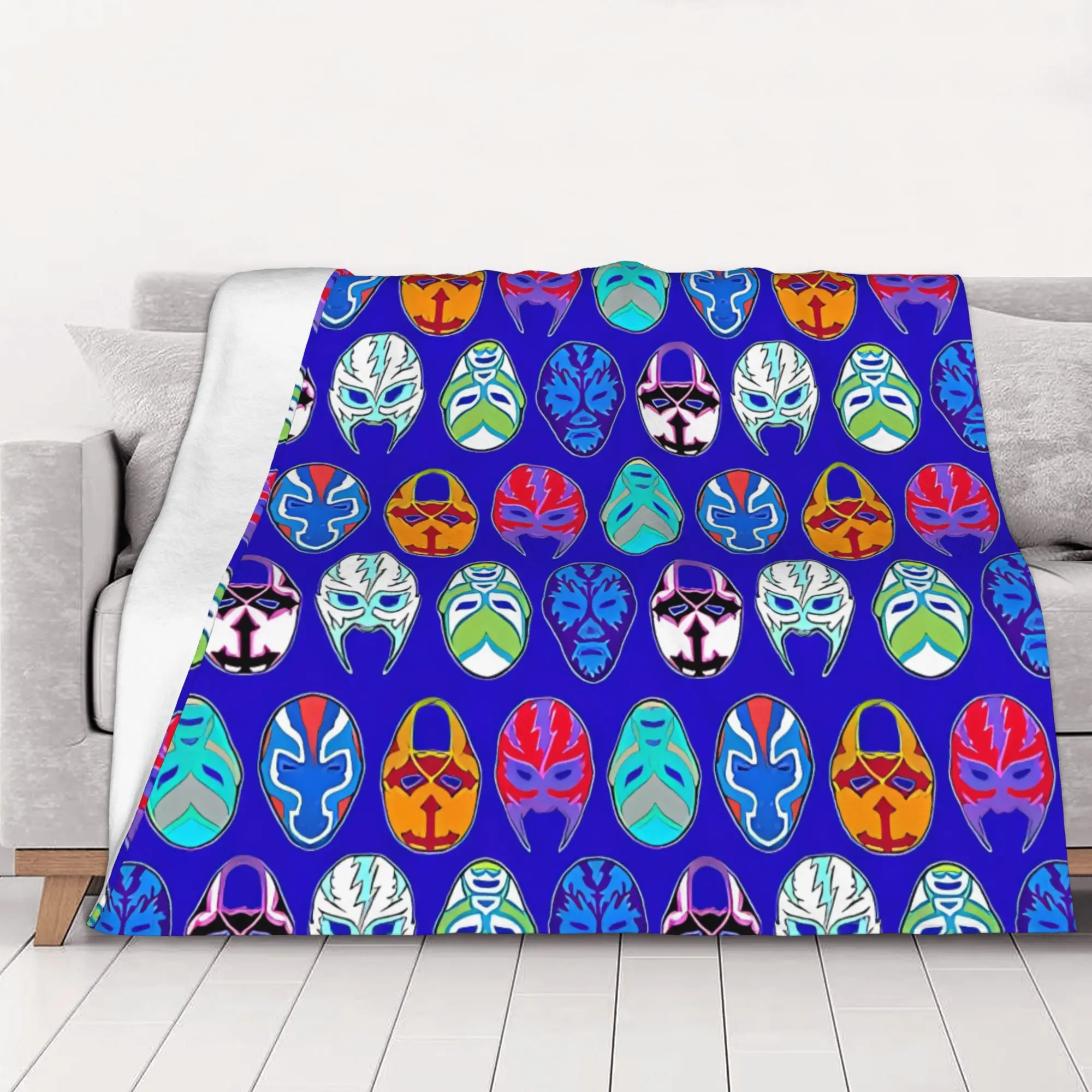 1PC home Cute Room Decor Luchador Masks  Blanket Throw Blanket Luchador Novelty Warm Blanket All Season
