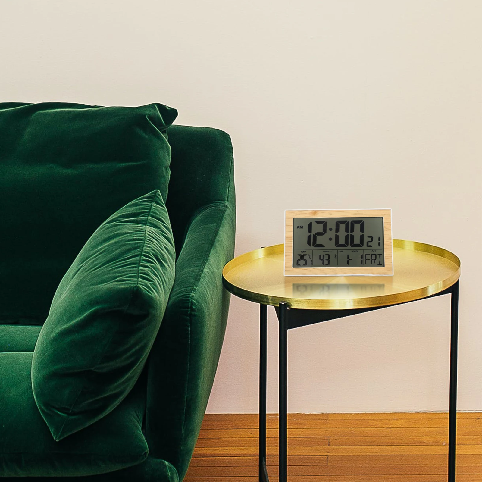 

1Pcs Digital Wall Hanging Clock Home Desktop Mute Electronic Alarm Calendar Temperature Humidity Monitor Large Screen