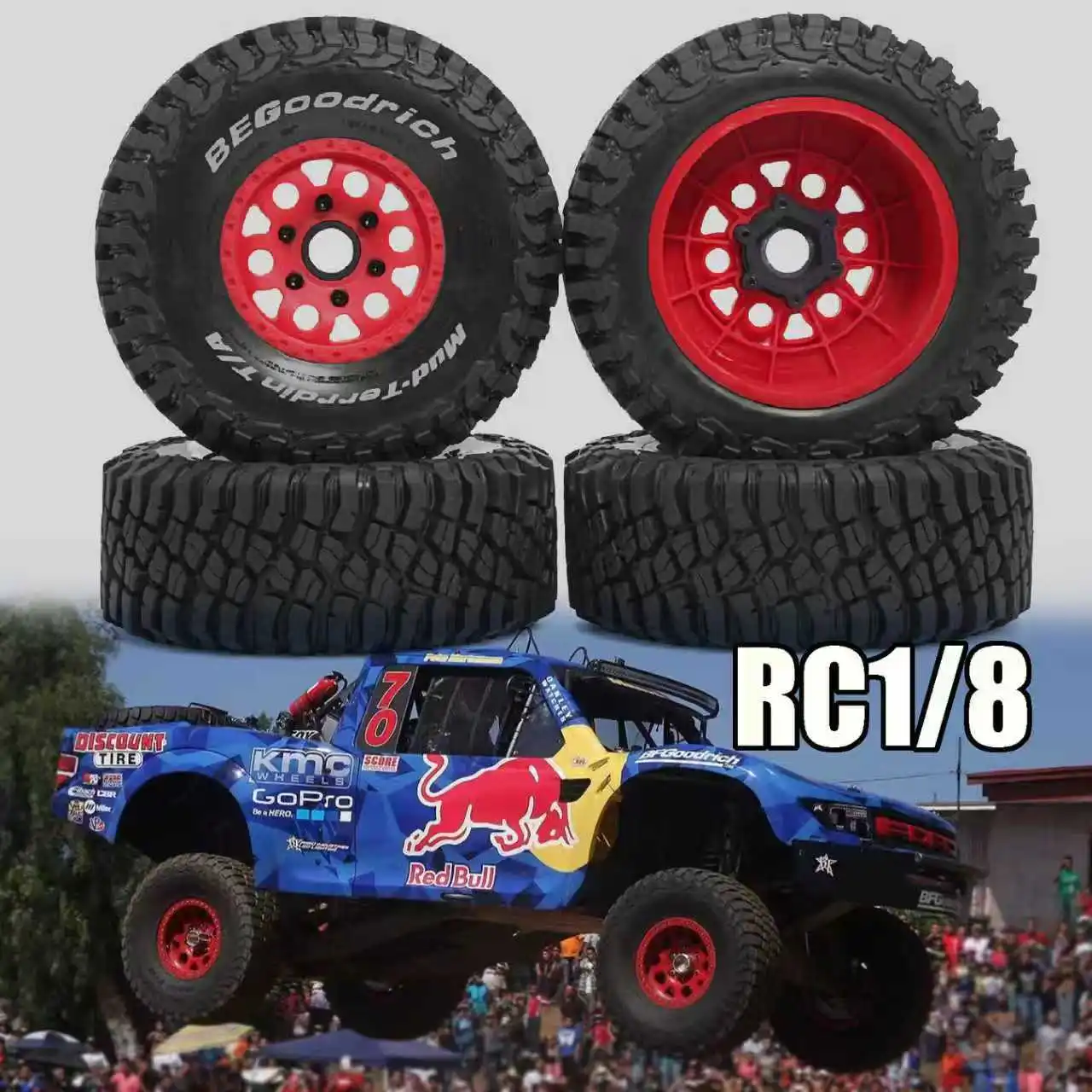 126mm Desert Short Course Truck Tire with 12/14/17mm Wheel Hex for ARRMA Mojave TRAXXAS UDR Yikong DF7 FS  Buggy RC Car