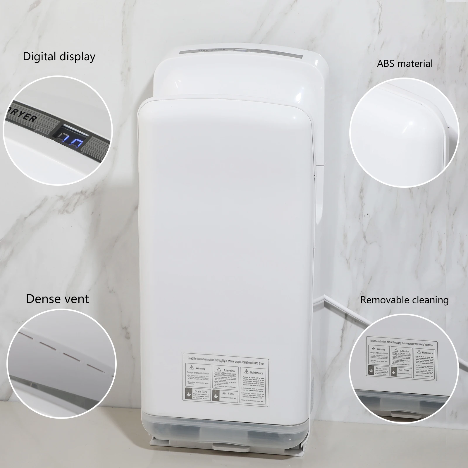 ZAPPO Vertical Toilet Automatic Hand Dryer High Speed Automatic Air Dryer Warm Air Fast Drying for Bathroom Hotel Commercial