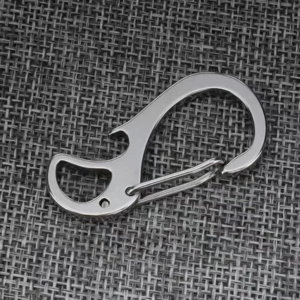 50pcs /lot Stainless Steel Mini Bottle Opener Waist Buckle Outdoor Mountaineering Hook Beer Keychain DIY Jewelry Wholesale