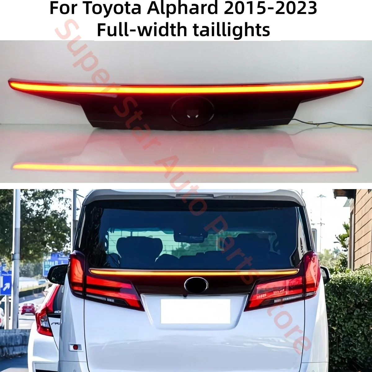 For Toyota Alphard 2015-2023 Full-width taillights Modification Tail light Brake light Flowing light Turn signal 3 working modes