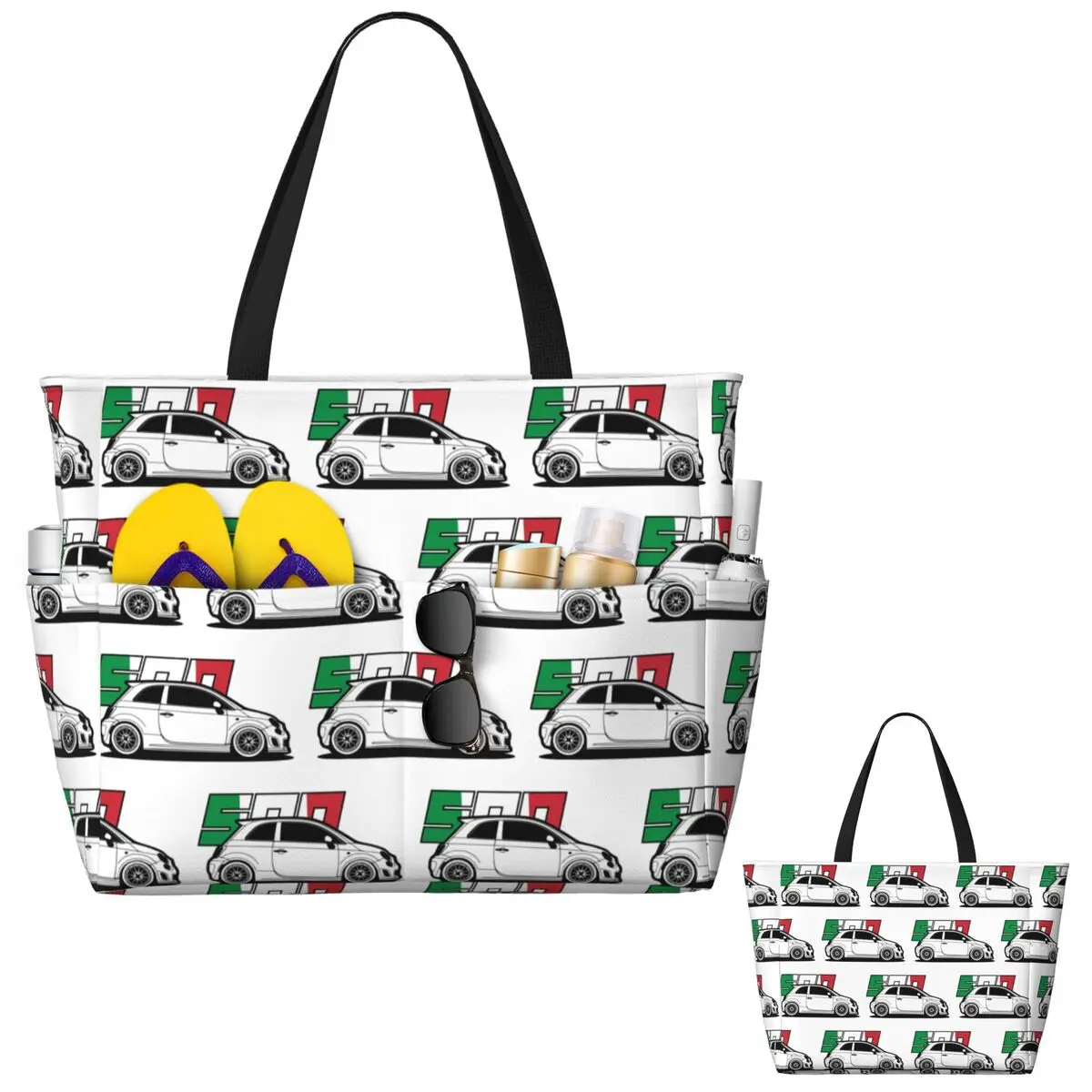 Fiat 500 Abarth Beach Tote Bag Sport Palestra Yoga Borsone Borsa tote grande Borsa da viaggio da donna Borsa fitness