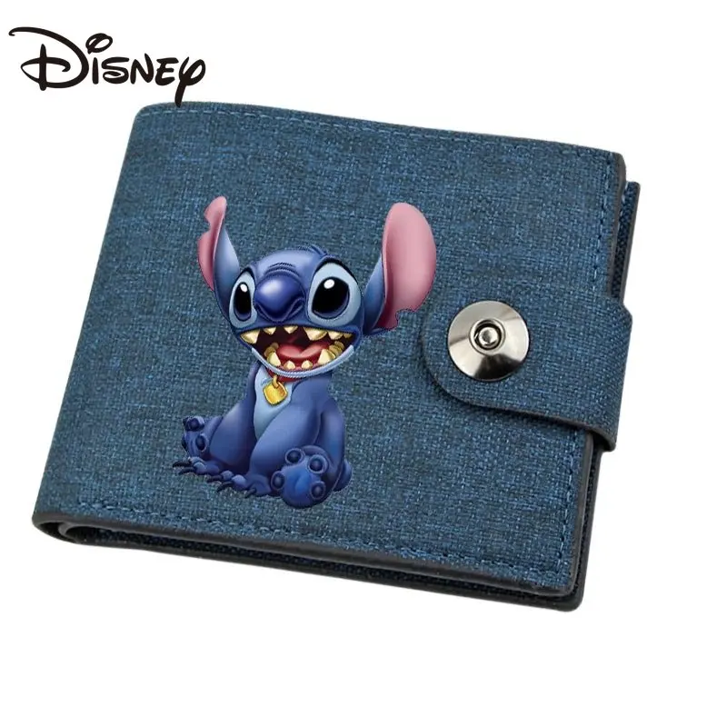 

MINISO Disney Stitch Wallet Men's and Women's Short Wallet Student Coin Purse Snap Canvas Wallet Dropshipping