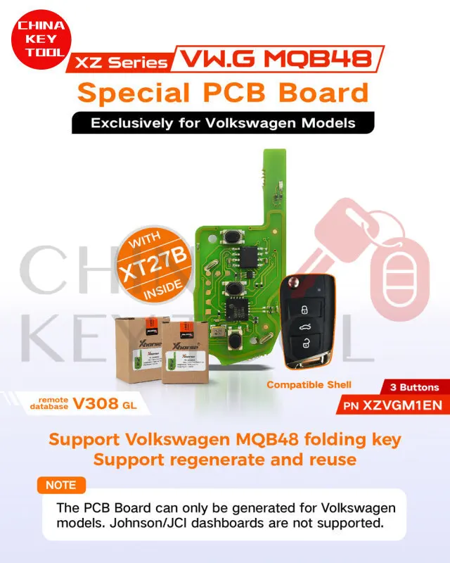 1PCS Xhorse XZVGM1EN MQB48 Special PCB Board 3 Buttons Exclusively for VW Model With Key Shell