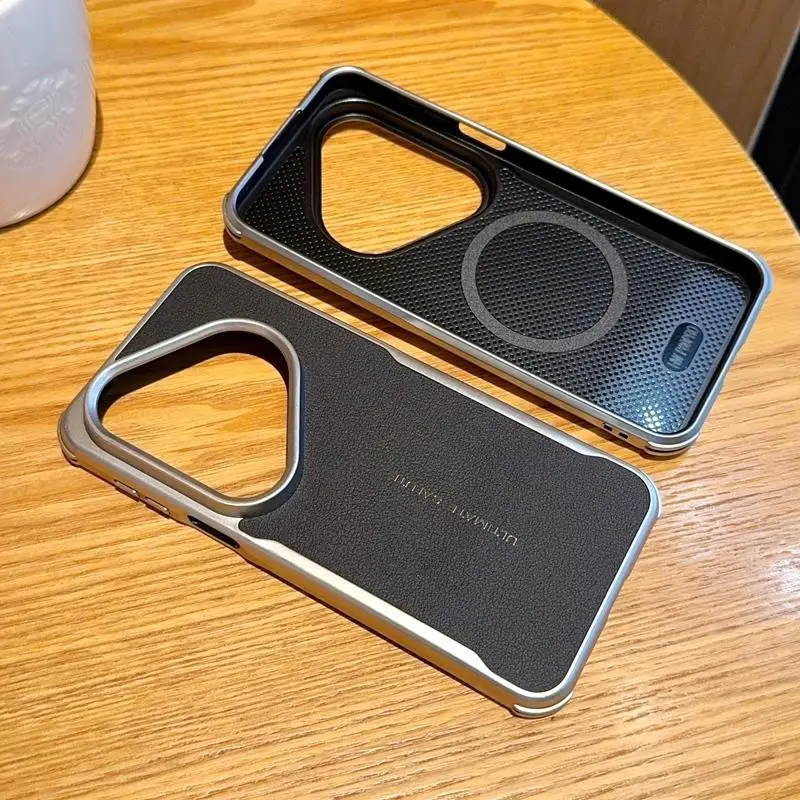 Premium Leather Magnetic Attraction Case For Huawei Pura 70 80 Ultra Mate 60 70 Pro Plus Luxury High-end Plating Bumper Cover