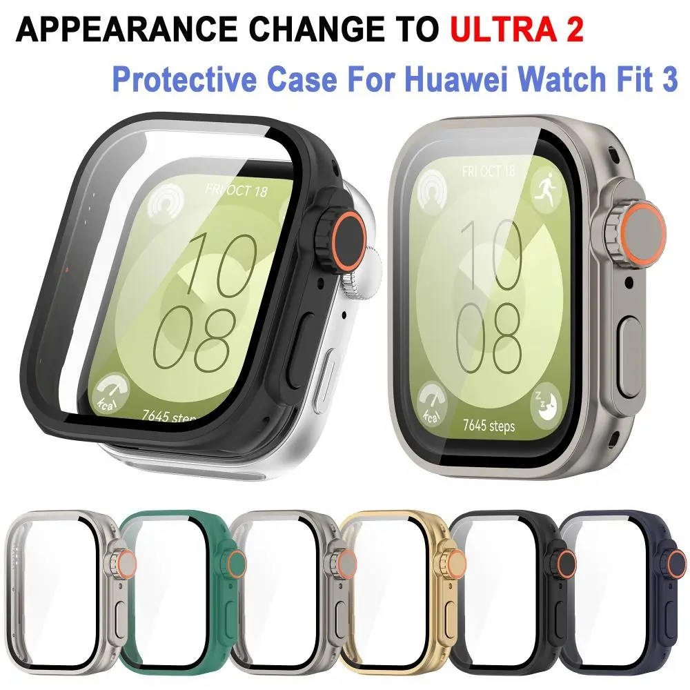 Glass+Case For Huawei Watch Fit 3 All-Around Watchband Screen Protector Hard PC Bumper For Huawei Watch Fit3 Cover Shell