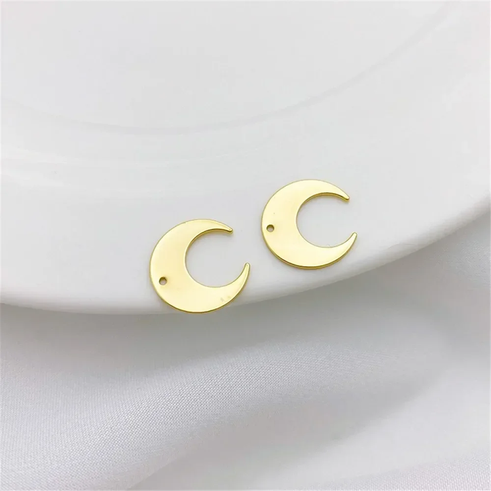 14K Gold-plated Simple Joker Smooth Moon Series Pendant Diy Bracelet Necklace Ear Jewelry Accessories Materials L486