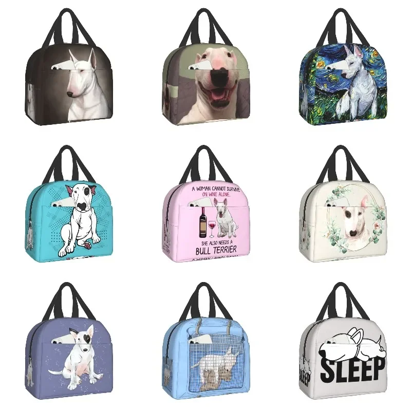 Bull Terrier Dog Portable Lunch Box For Women Waterproof Thermal Cooler Food Insulated Lunch Bag Office Work Picnic Storage Bag