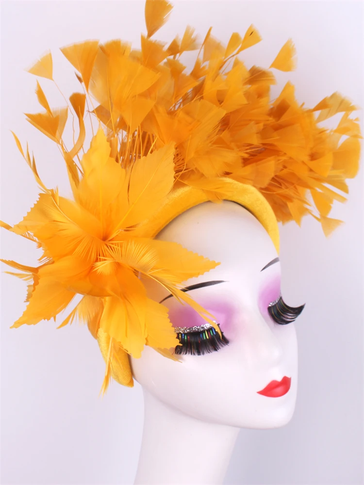 Royal Ascot Hat Fascinator Tea party Floral Wedding Millinery Feather Headbands Elegant Gril Church Kentucky Derby Chapeau Cap