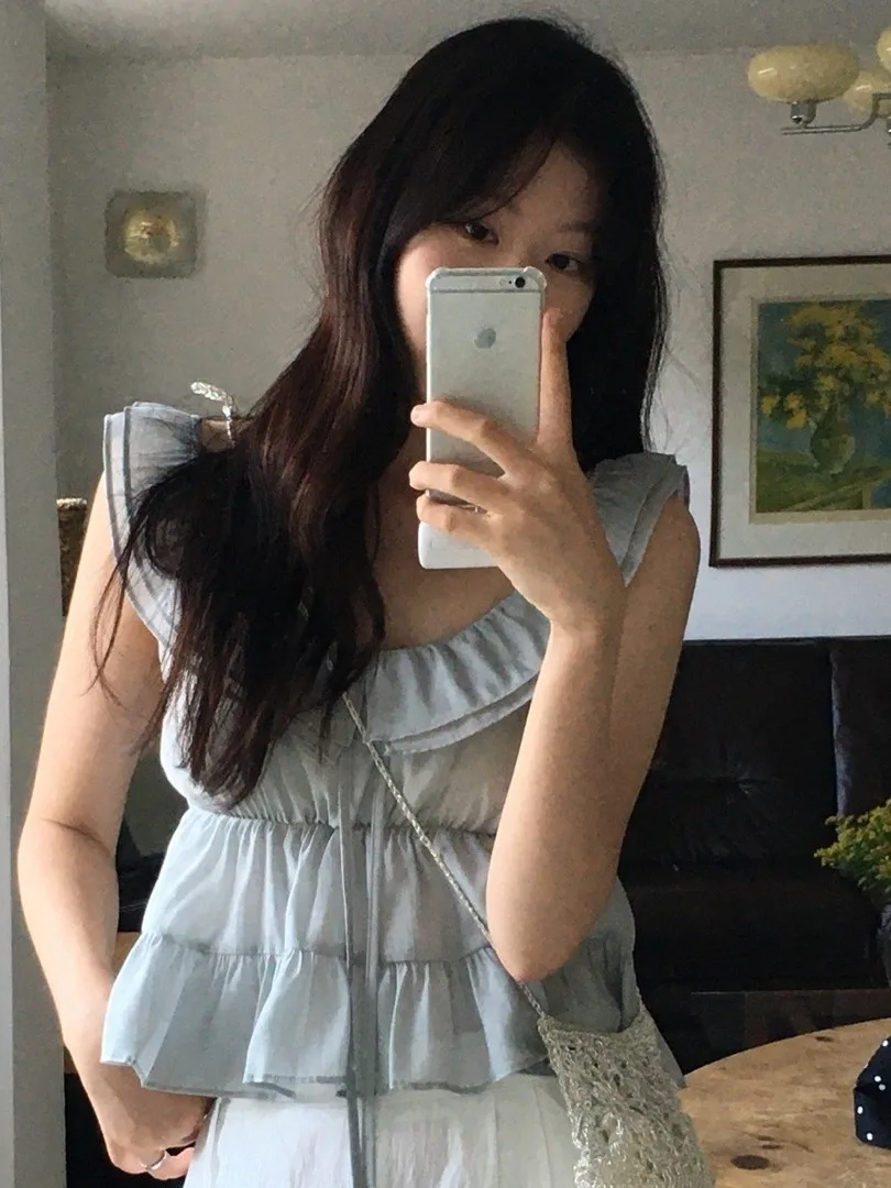 Ceco ter con Pliegues Estilo Coreano, Blusa E de Verano para Mujer, Top Chic con Encaje y Gasa