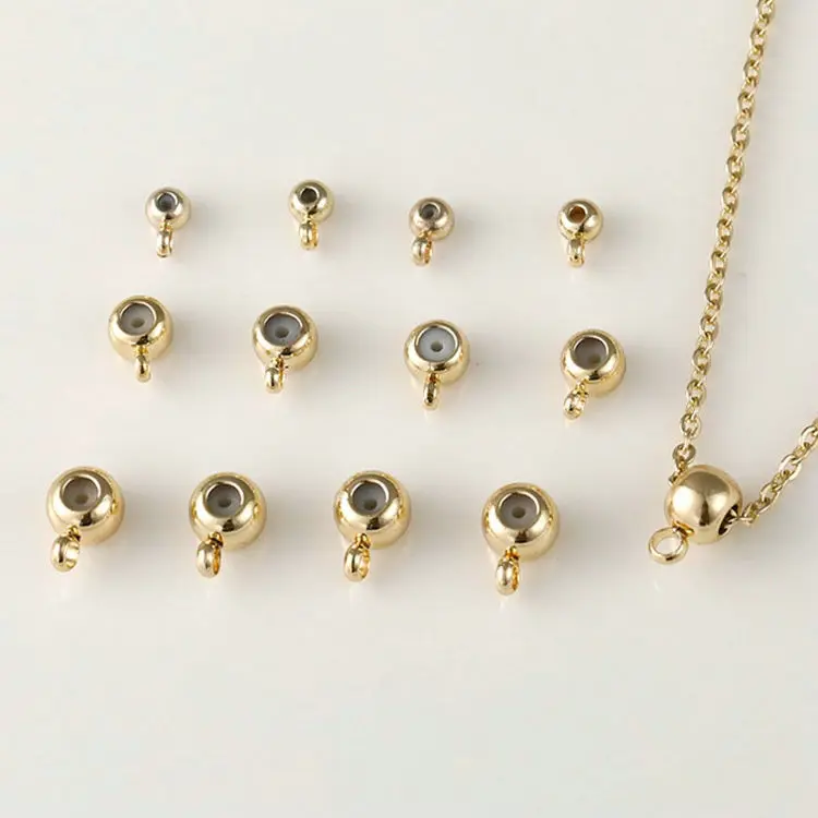3MM 4MM 5MM 14K Gold Color Plated and Rubber Spacer Beads Charms Connector Diy Jewelry Findings Accessories