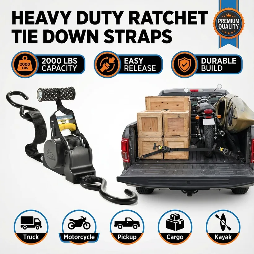 

VASTZ Сверхмощный автоматический выдвижной ремень для крепления - быстросъемный ремень для грузовых автомобилей, мотоциклов, грузовых транспортных каяков