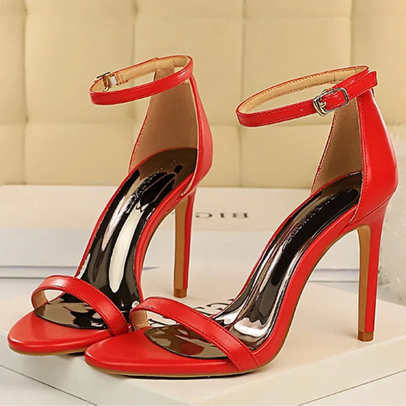 Summer Party Elegant White High Heels Gladiator Sandals Women Fashion Open Toe Buckle Strap Stiletto Wedding Dress Shoes
