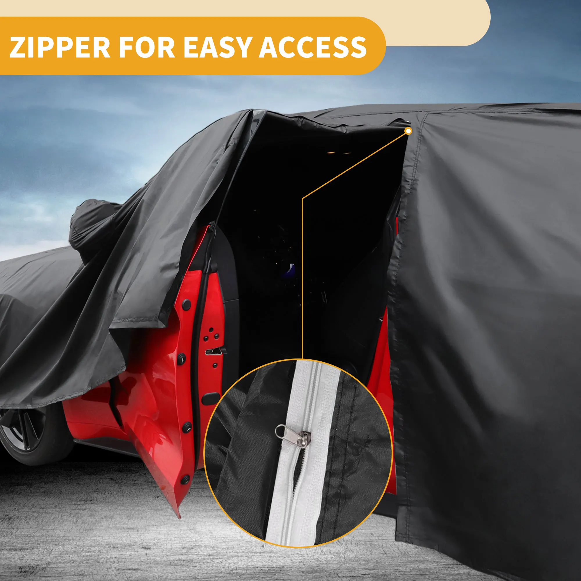 UXCELL Car Cover Waterproof All Weather Rain Protection Full Exterior Cover for Chevrolet Camaro 190T-PU with Reflective Strips