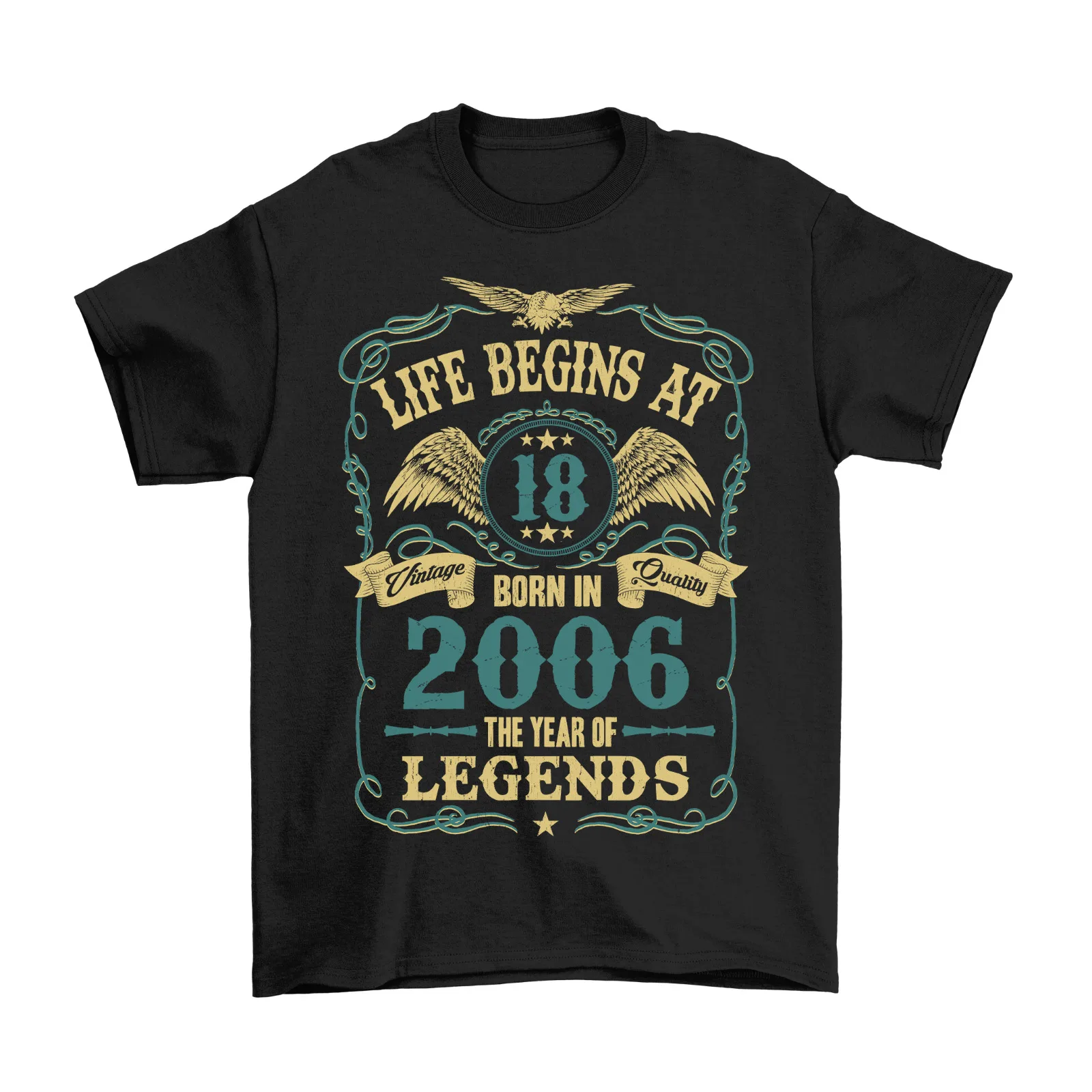 

Life Begins At 18 Mens 18th T-Shirt BORN In 2006 Legends Birthday Gift