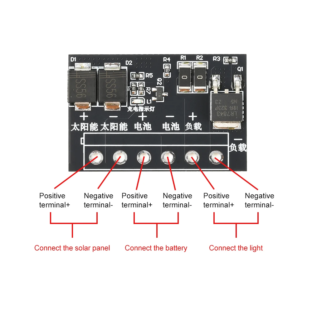 Placa de Circuito de Controle para Luminária Solar DC 3-45V, Módulo de Acionamento Totalmente Automático para Luz LED, Interruptor de Luz, Controlador de Carga Solar