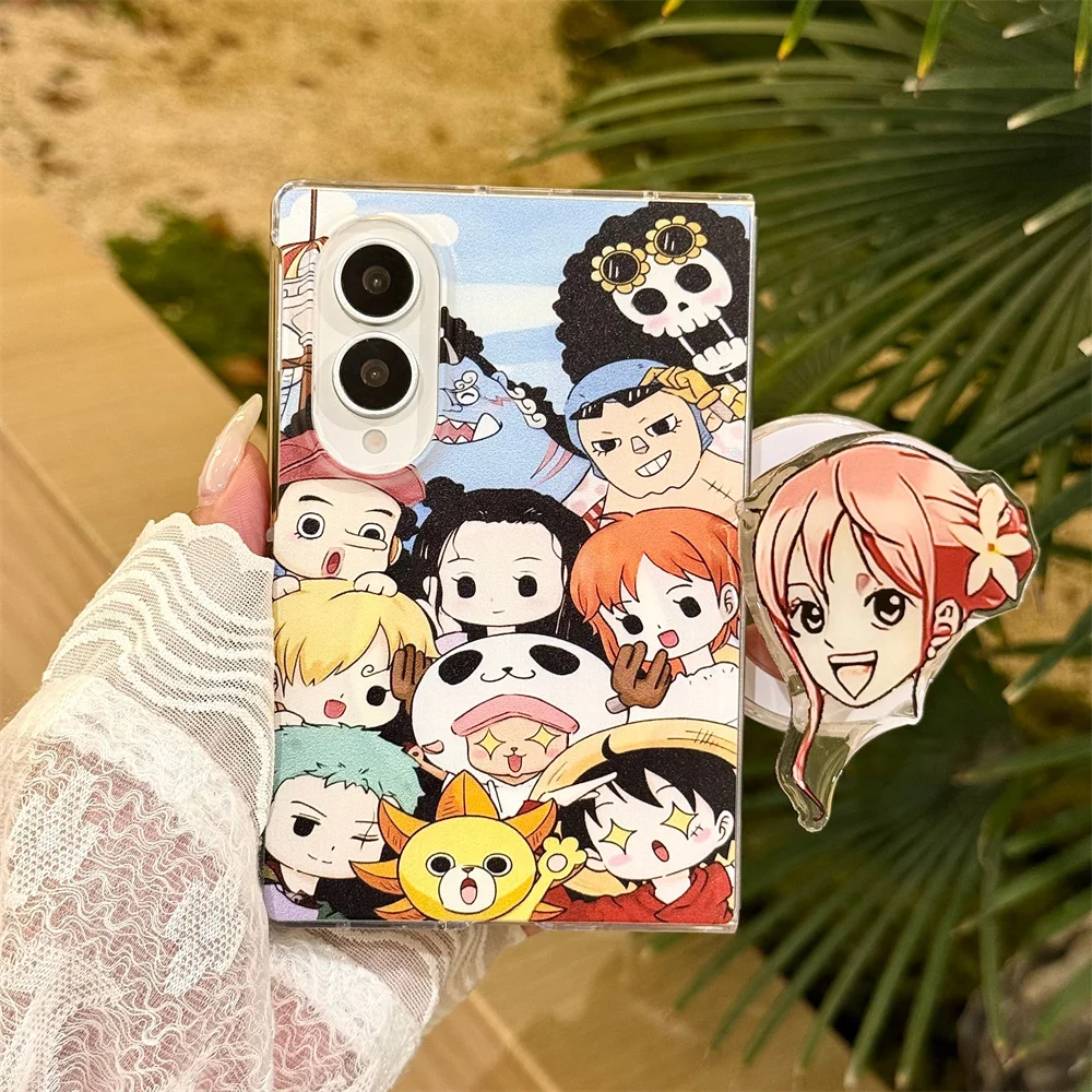 Cartoon Characters With Magnetic Grip Stand Phone Case For Samsung Galaxy Z Fold 8 Ultra Z Fold 7 6 5 4 3 Shockproof Phone Cover
