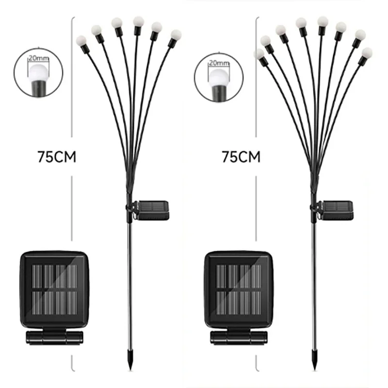 Décor de pelouse de noël à énergie solaire avec 6/8 lumières de luciole LED, lampe de jardin Starburst étanche pour cour extérieure