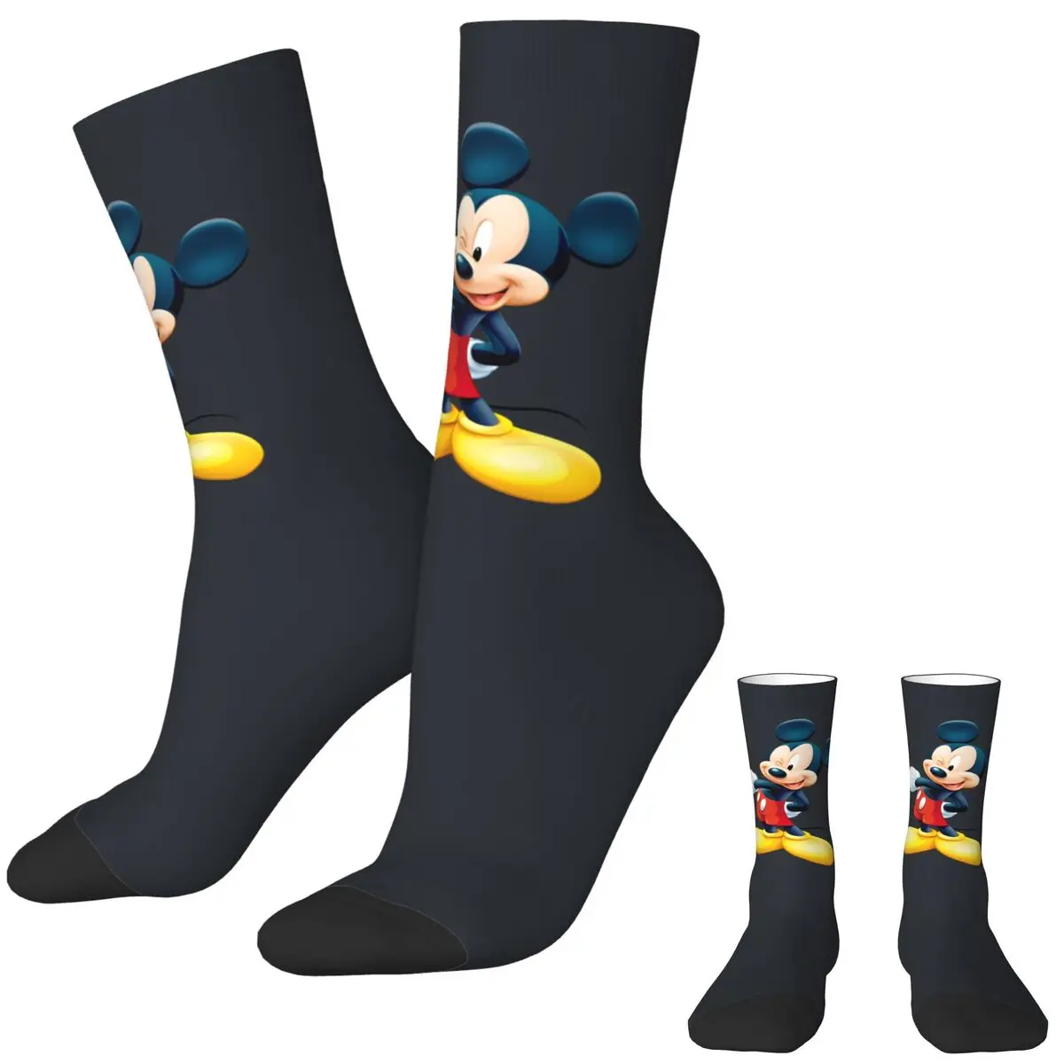 

Mickey Mouse Socks Retro Stockings Unisex Men Comfortable Cycling Socks Autumn Custom Anti Sweat Socks