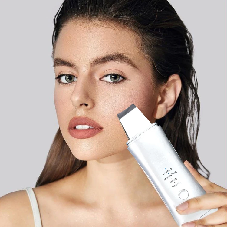 ultra Ultrasonic EMS Heating Face Massage Removal Blackhead Deep Pore Clean Facial Cleansing Tools Skin Scrubber Spatula Device